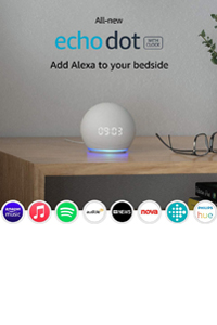 Echo Dot with Clock-white-left